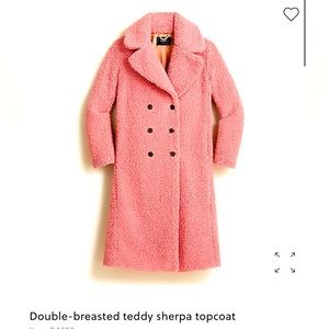 J. Crew double-breasted teddy sherpa coat, new with tags, X-small, dusty rose
